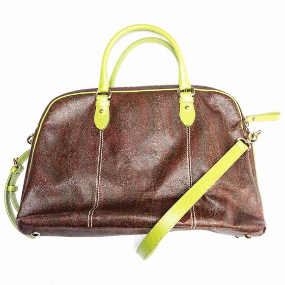 Etro Handbags - Etro Paisley Shoulder Bag Brown Lime Boho Euro Luxe Resort